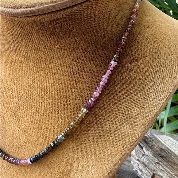 Beaded Tourmaline Necklace with Sterling Silver Clasp - Picture 2 of 4